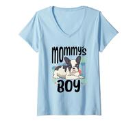Femme Frenchie Approved - French Bulldog - Mommys Boy - Mom T-Shirt avec Col en V