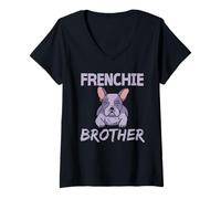 Femme Frenchie Brother Bulldogs Frenchies Bouledogue français T-Shirt avec Col en V