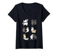 Femme Frenchie Couple Poses T-Shirt avec Col en V