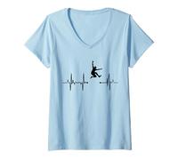 Femme Fréquence cardiaque du triple saut Cardiogramme de l'athlète T-Shirt avec Col en V