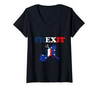Femme FREXIT Europe France Separation Politique Vote Démocratie T-Shirt avec Col en V