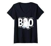 Femme Friandise Halloween Boo Ghosts T-Shirt avec Col en V