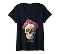 Femme Frida Kahlo - Jour des morts, 1er novembre T-Shirt avec Col en V