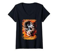 Femme Friday The 13th Jason Goes to Hell Poster T-Shirt avec Col en V