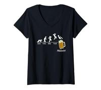 Femme Friday Vendredi Evolution Agenda semainier avec bière T-Shirt avec Col en V