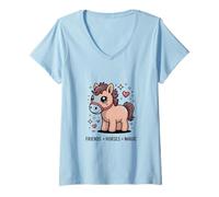 Femme Friends and Horses, C'est Magic Pony Love T-Shirt avec Col en V