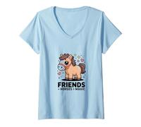 Femme Friends and Horses, C'est Magic Pony Love T-Shirt avec Col en V