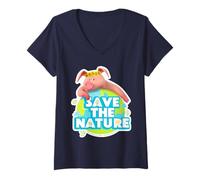 Femme Friends. Go Green #1 T-Shirt avec Col en V