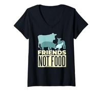 Femme Friends Not Food Végétarien Végétarien Meme Eat Plantes T-Shirt avec Col en V
