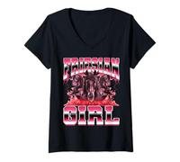 Femme Friesian Girl Horse Girl Equitation Équitation Années 90 T-Shirt avec Col en V