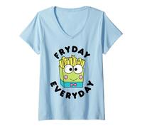 Femme Frites Sanrio Keroppi les vendredis, tous les jours T-Shirt avec Col en V