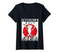 Femme Frog Lover Frogzilla Pet Frog Amphibian T-Shirt avec Col en V
