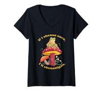 Femme Frog, si Je Fais Une bêtise Une Fois, Je Ferai Une manigance. T-Shirt avec Col en V