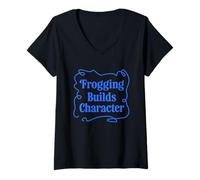 Femme Frogging Builds Character Funny Knitting T-Shirt avec Col en V