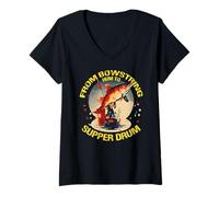 Femme from Bowstring hum to Supper Drum T-Shirt avec Col en V