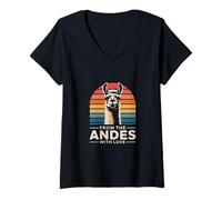 Femme from The Andes with Love Lama T-Shirt avec Col en V