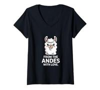 Femme from The Andes with Love Lama T-Shirt avec Col en V