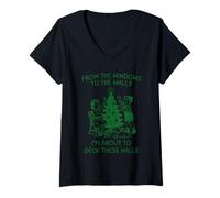 Femme from The Windows to Walls Deck These Halls Christmas T-Shirt avec Col en V