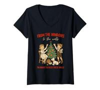 Femme from The Windows to Walls Deck These Halls Christmas T-Shirt avec Col en V