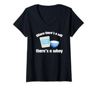 Femme Fromage Cottage Where There's a Will There's a Whey T-Shirt avec Col en V