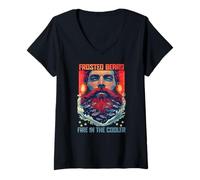 Femme Frosted Beard Fire in The Cooler T-Shirt avec Col en V