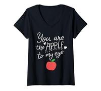 Femme Fruit Apple Eye Love Romantic Lovely Gift Idea Apple of Eye T-Shirt avec Col en V