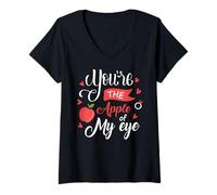 Femme Fruit Apple Eye Love Romantic Lovely Gift Idea Apple of Eye T-Shirt avec Col en V