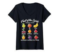 Femme Fruit de l'esprit Foi chrétienne pour Jésus Dieu Amant T-Shirt avec Col en V