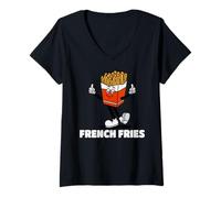 Femme Fryday Everyday Retro Foodie, Funny French Fries T-Shirt avec Col en V