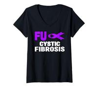 Femme Fuck Cystic Fibrose Chemise pour Sensibilisation à la fibrose kystique T-Shirt avec Col en V