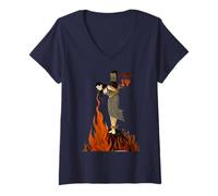 Femme Fuck It Stay Cool, une sorcière drôle en feu T-Shirt avec Col en V