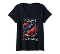 Femme Fuck Off Im Reading Smut Books Dark Romance Book Crow F Cawf T-Shirt avec Col en V