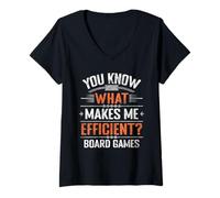 Femme Fueled by Board Games and Productivity Humour Citation T-Shirt avec Col en V