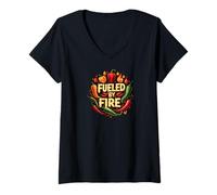 Femme Fueled by Fire Hot Chili Pepper Spicy Food Lover T-Shirt avec Col en V