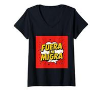 Femme FUERA LA Migration T-Shirt avec Col en V
