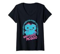 Femme Fuggler Gaptooth McGoo Laboratory Misfits Monster T-Shirt avec Col en V