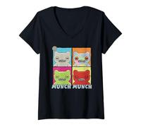 Femme Fuggler Munch Munch Gris Tie Dye Vert et Rouge FuggGlow T-Shirt avec Col en V