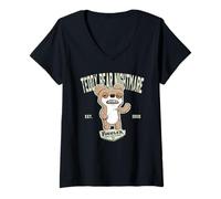 Femme Fuggler Ours en Peluche Nightmare Beige Originals College Sports T-Shirt avec Col en V