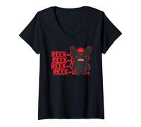 Femme Fuggler Reek-O Black Poilu Fuggs Monster Text T-Shirt avec Col en V