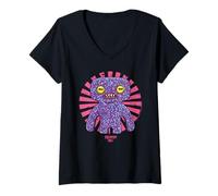 Femme Fuggler Squidge Laboratory Misfits Texte Japonais rétro T-Shirt avec Col en V