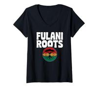 Femme Fulani Roots African Pride Diaspora ADN Africa Ancestry T-Shirt avec Col en V