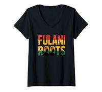 Femme Fulani Roots African Pride Diaspora ADN Africa Ancestry T-Shirt avec Col en V