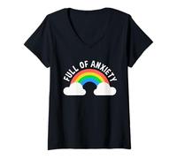 Femme Full of Anxiety Anxiety Mental Health Design T-Shirt avec Col en V