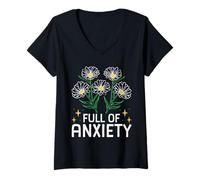 Femme Full of Anxiety Anxiety Mental Health Design T-Shirt avec Col en V