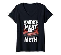Femme Fumez de la viande et non de la méthamphétamine - Sensibilisation aux drogues T-Shirt avec Col en V