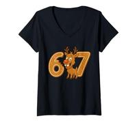 Femme Fun 67 Biscuits en Forme de Renne pour Enseignants boulangers Vacances T-Shirt avec Col en V
