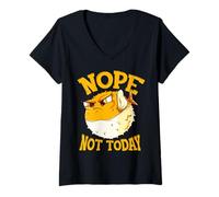 Femme Fun Design for Buffer Fish Nope, Not Today T-Shirt avec Col en V