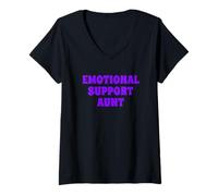 Femme Fun Emotional Support Aunt Therapy Joke T-Shirt avec Col en V