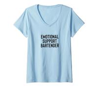 Femme Fun Emotional Support Bartender Therapy Joke T-Shirt avec Col en V
