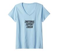 Femme Fun Emotional Support Cousin Therapy Joke T-Shirt avec Col en V
